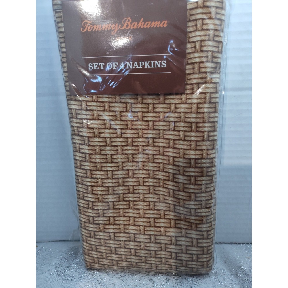 Tommy Bahama Cloth Napkins Brown Weave 100% Polyester Set of‎ 4